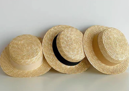 کلاه تابستانی بافته شده گندم طبیعی