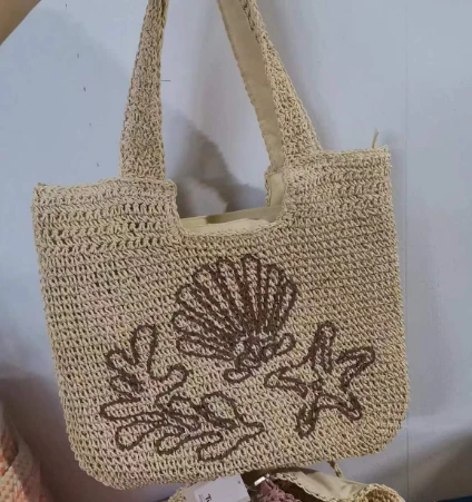 کیف شانه قلاب بافی کاغذی با طرح بافتنی