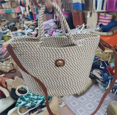 کیف زنانه طناب نخی دستبافت با دسته بلند PU